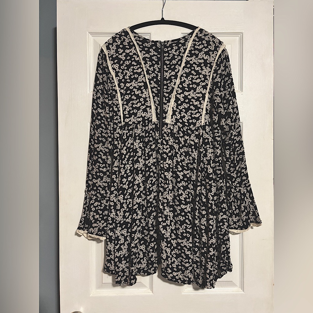🌻 FREE PEOPLE Bloggers Fav “Like You Best” Floral Mini Long Sleeve Dress XS - Picture 11 of 16